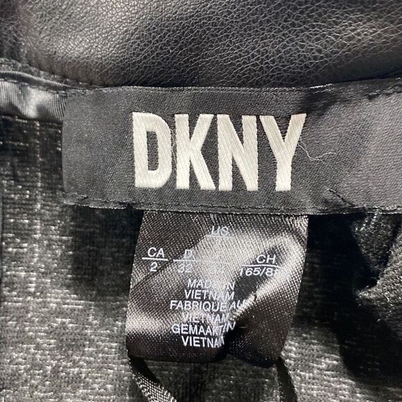 DKNY Faux Leather Wrap Houndstooth Sleeveless Dress‎ Sheath MIDI Black White 2 - Picture 11 of 14